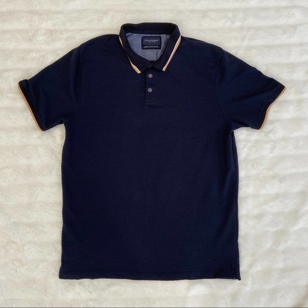 Denim and Flower Navy Polo Size XL Slim Fit